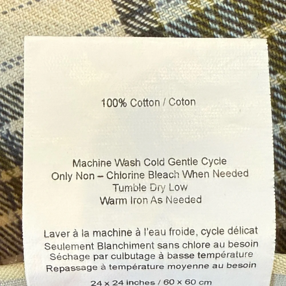 Pottery Barn Plaid 24x24” Pillow Cover - Green, Red, Cream - Picture 4 of 4